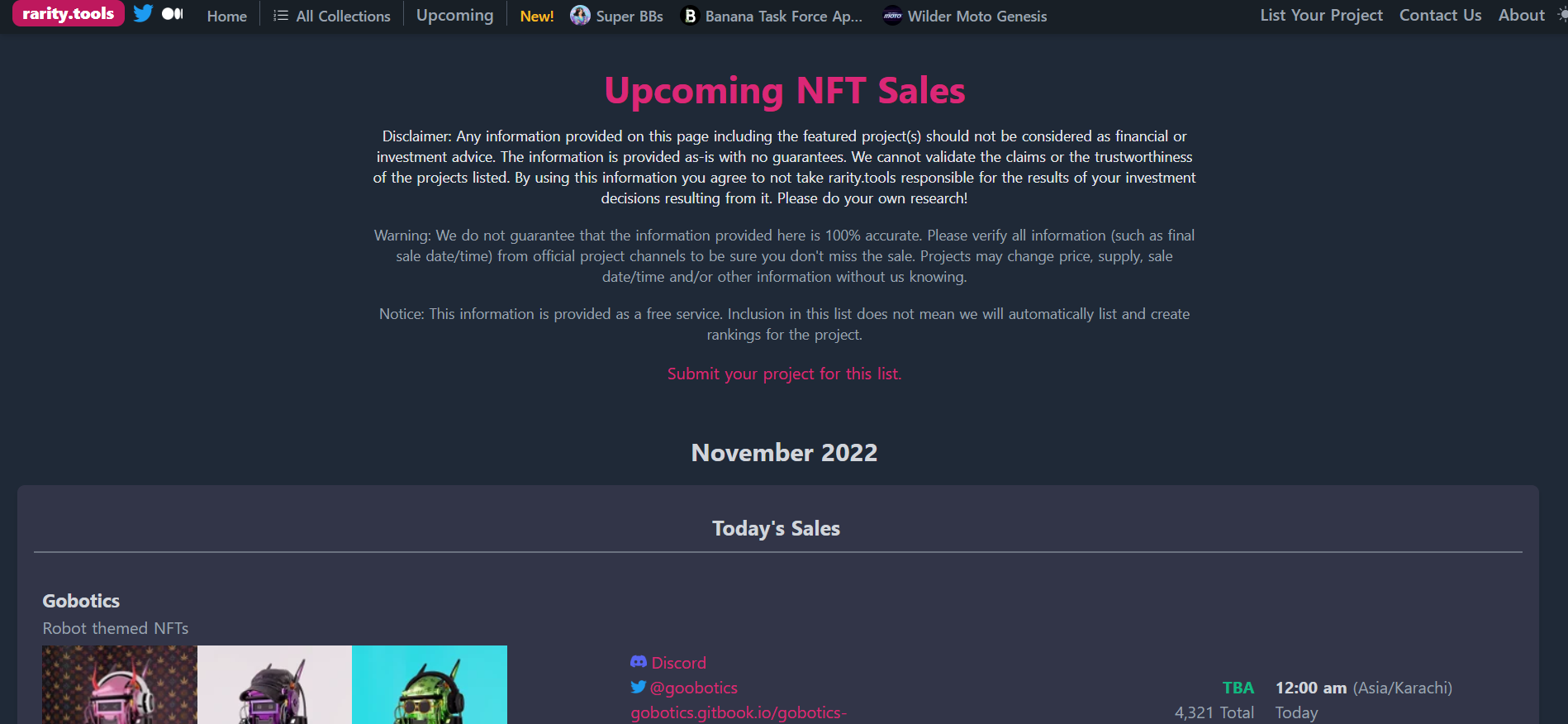 Rarity. Tools - How To Find Upcoming NFT Projects